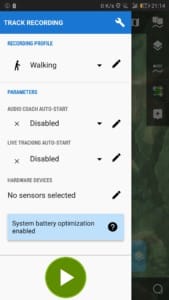Locus Map - meniu înregistrare traseu