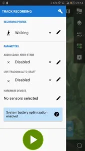 Locus Map - meniu înregistrare traseu