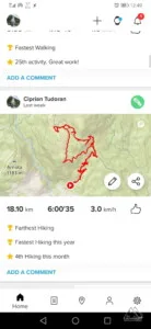 O tură înregistrată în aplicația Suunto